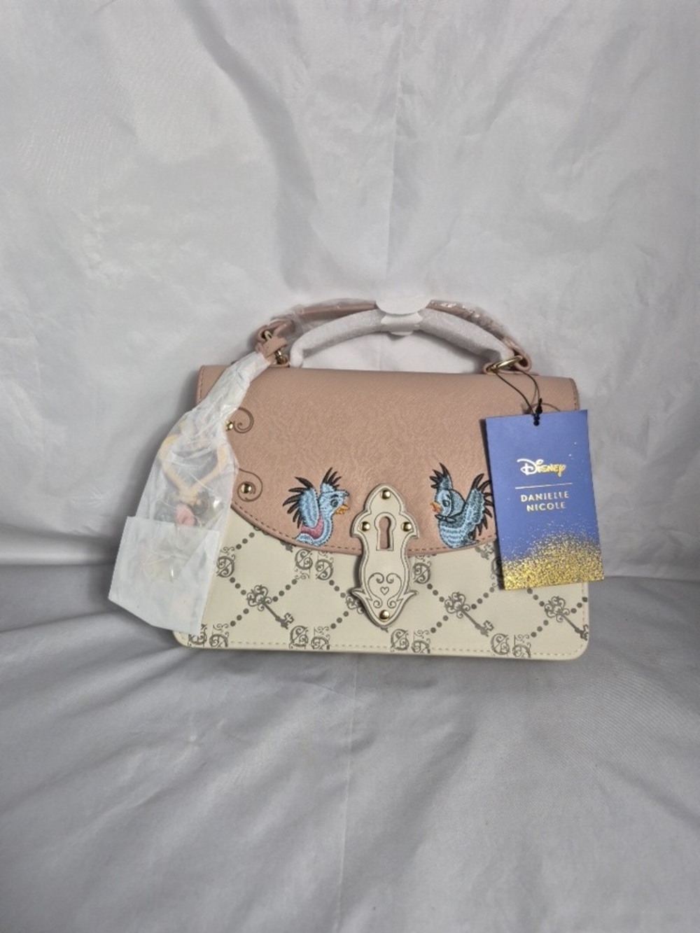 Danielle Nicole Pink and Cream Bird-Embroidered Top Handle Satchel - Picture 2 of 10